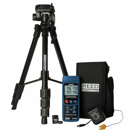 REED INSTRUMENTS REED Data Logging Thermometer with Tripod, SD Card and Power Adapter R2450SD-KIT2